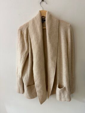 Saks Fifth Avenue Cashmere Shawl Collar Cardigan in Cream